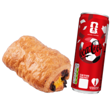 Coca-Cola blikje à 250 ml
en chocoroombroodje